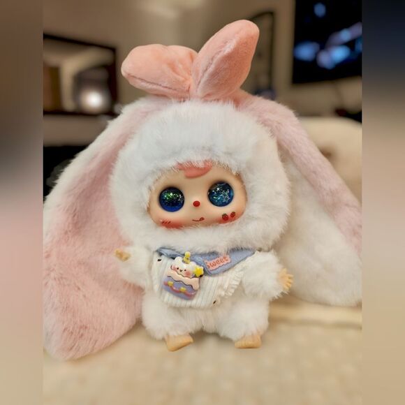Rabbit Paradise - Blush Pink & White - Pink Liquid Glitter Eyes - New! - Picture 1 of 1